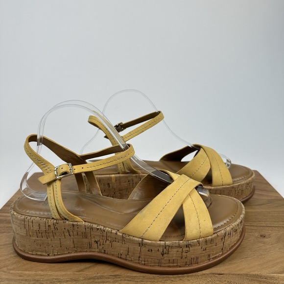 Naturalizer Shoes - New NWOB Womens Naturalizer Rikki Yellow Suede Platform Cork Sandals‎ Size 10 M